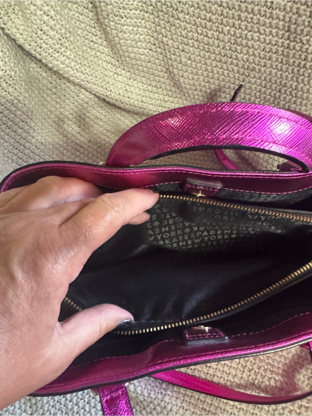 kate spade Metallic Fuchsia Satchel with Detachable Strap - Picture 8 of 11